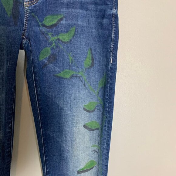 Mother‎ The Looker smoke and mirrors skinny stretch custom painted denim jeans - Picture 3 of 12